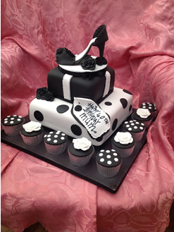 Shoe Birthday Cake with Cupcakes